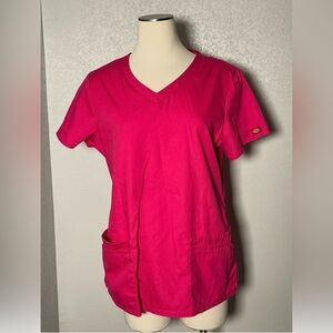 Dickies Women's Vivid Pink Short Sleeve scrubs top